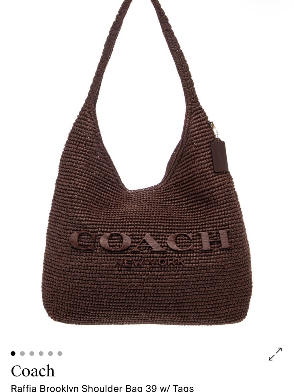 Coach Raffia Brooklyn Shoulder Bag in Brown Size 39